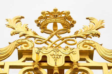 The golden gate of the Palace of Versailles, or Chateau de Versailles, or simply Versailles, in Franceの写真素材