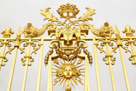 The golden gate of the Palace of Versailles, or Chateau de Versailles, or simply Versailles, in Franceの写真素材