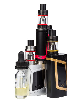 electronic cigarettes collection isolated on white