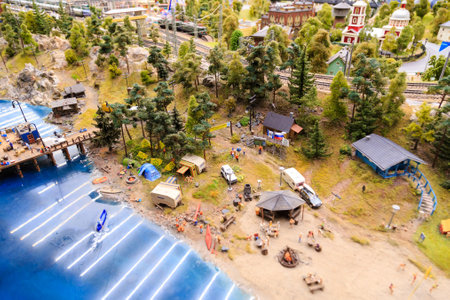 Saint Petersburg, Russia - May 13, 2017: Fragment Big Grand Maket Russia. Grand Maket Russia the worlds largest model of Russia from Kaliningrad to the Far Eastのeditorial素材