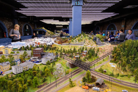 Saint Petersburg, Russia - May 13, 2017: Fragment Big Grand Maket Russia. Grand Maket Russia the worlds largest model of Russia from Kaliningrad to the Far Eastのeditorial素材