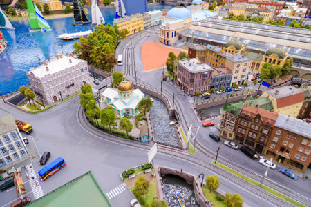 Saint Petersburg, Russia - May 13, 2017: Fragment Big Grand Maket Russia. Grand Maket Russia the worlds largest model of Russia from Kaliningrad to the Far Eastのeditorial素材