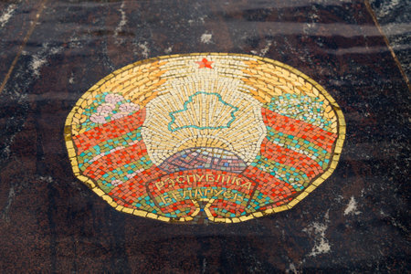 Coat of arms of Belarus, represented in the Hanseatic fountainの写真素材