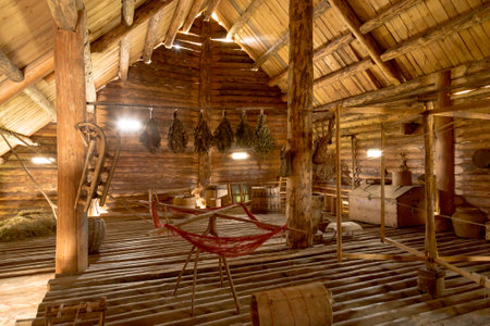 old times farmhouse interior of an old country house .の写真素材