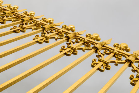 The golden gate of the Palace of Versailles, or Chateau de Versailles, or simply Versailles, in Franceの写真素材