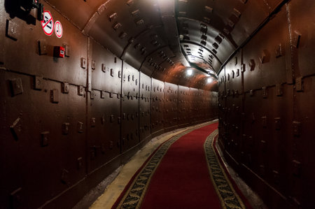 Moscow, Russia - October 25, 2017: Tunnel at Bunker-42, anti-nuclear underground facility built in 1956 as command post of strategic nuclear forces of Soviet Unionのeditorial素材
