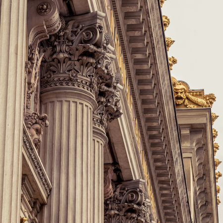 Corinthian column capital featuring acanthus leavesの写真素材