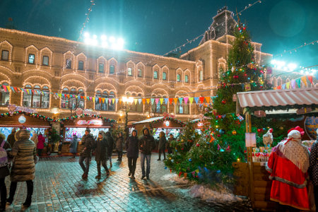 Moscow, Russia - December 5, 2017: Christmas tree Trade House GUM on Red Square in Moscow, Russiaのeditorial素材