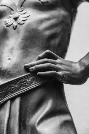 stone statue detail of human handの写真素材