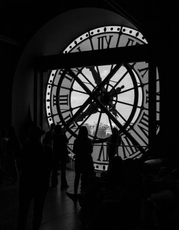Paris, France, March 28 2017: inside view of the clock of Orsay museum in Paris.のeditorial素材