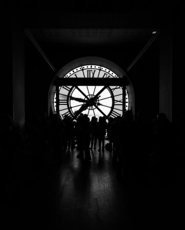 Paris, France, March 28 2017: inside view of the clock of Orsay museum in Paris.のeditorial素材