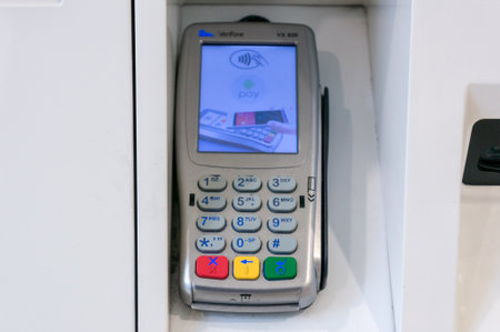 Moscow, Russia, March 13 2018: Close up shot of McDonalds ordering kiosks payment terminal