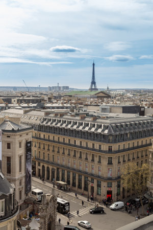Paris, France, March 29 2017: Beautiful panoramic view of Paris from the Eiffel Towerのeditorial素材