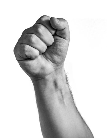 Male clenched fist, isolated on a white background.
