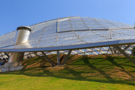 Moscow - September 4, 2018: Zaryadye Park with the modern amphitheater in Moscow, Russia. Zaryadye is one of the main tourist attractions of Moscowのeditorial素材