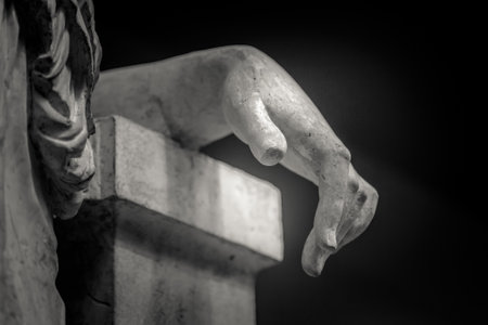 stone statue detail of human handの写真素材