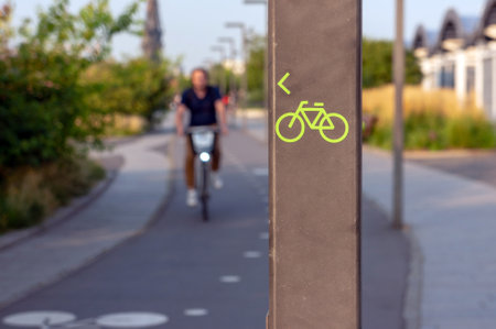 Bicycle asphalt road in the parkの写真素材