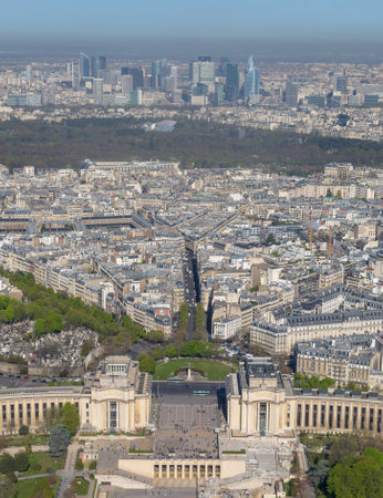Paris, France, March 30 2017: City panorama. View from Eiffel towerのeditorial素材