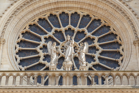 Paris, France, March 27 2017: Architectural detail of Notre Dame de Nice church, France