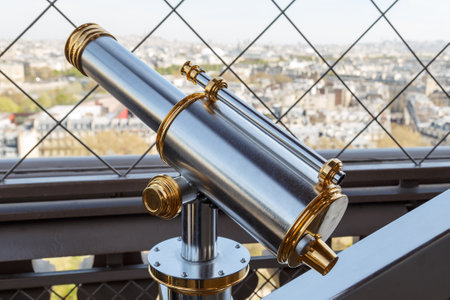 Paris, France, March 30 2017: Eiffel Tower telescope overlooking for Parisのeditorial素材