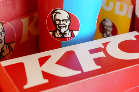 Moscow, Russia, October 11, 2018 : KFC Chickens, french fried and drink in KFC restaurant