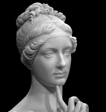 White marble head of young womanの写真素材