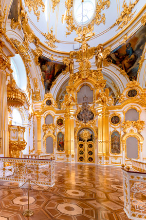 St. Petersburg, Russia - May 12, 2017: Interior of the State Hermitage, the Grand Church of the...