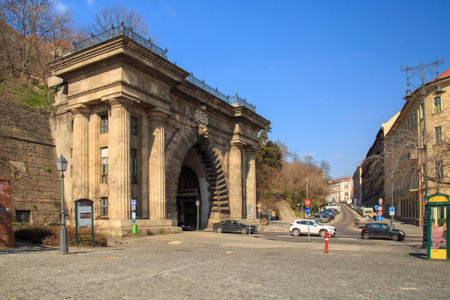 Budapest, Hungary, March 22 2018: Adam Clark Tunnel (Buda Castle Tunnel) under Castle Hill in Budapest, Hungaryのeditorial素材