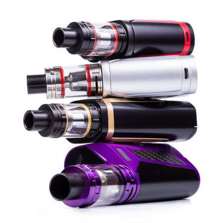 Vaping devices collection, electronic cigarettes, vape isolated on the white background