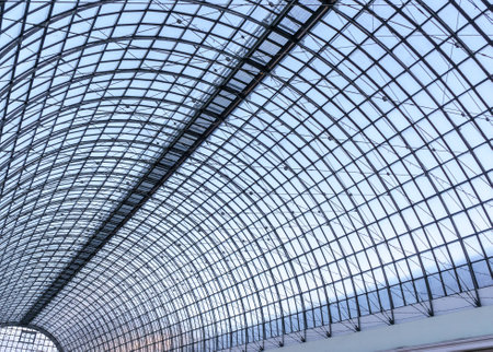 Passage Gallery Archway and Classical Interior with Glass Roof Ceiling