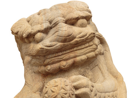 Lion marble face, Chinese Lion, stone carving sculpture, the symbol of Power, by Chinese. Stone Lion sculpture. Sculpture of Chinese lion, Antique stone carving dollの写真素材