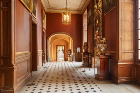 Fontainebleau, France, March 30, 2017: Room interior in palace Chateau de Fontainebleau which used to be a royal chateau castle, now a national museum and a UNESCO World Heritage Siteのeditorial素材