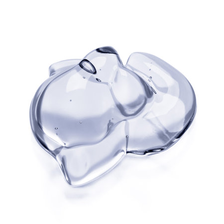 Cream gel transparent cosmetic sample texture with bubbles isolated on white background. Cosmetic cream transparent gel serum texture with micro bubble on white background beauty conceptの写真素材