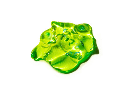Cream gel transparent cosmetic sample texture with bubbles isolated on white background. Cosmetic...
