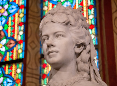 Budapest, Hungary, March 22 2018: Sculpture of Empress Elisabeth of Austria and Queen of Hungary in St. Matthias Churchのeditorial素材