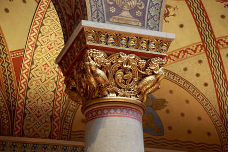 Budapest, Hungary - March 27, 2018: Interior of renovated Roman Hall in Museum of Fine Arts.The renewed Romanesque Hall will be open again in October this yearのeditorial素材