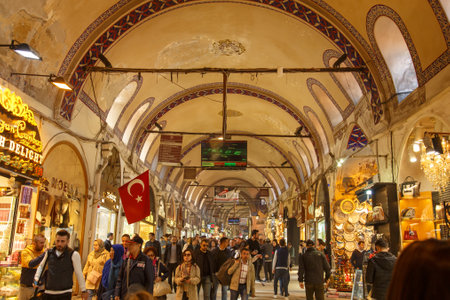 Istanbul, Turkey, 25 March 2019: Grand Bazaar in Istanbul, Turkey, one of the largest and oldest...