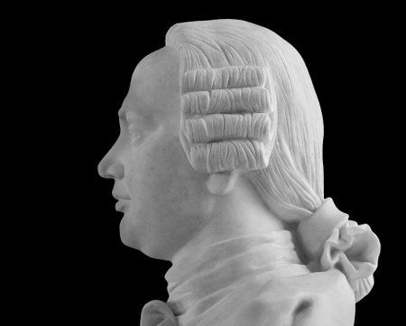 Moscow, Russia, 23 October 2019: The monument, a bust to the Russian scientist Lomonosov Mikhail Vasilyevich, is established in Tsaritsynoのeditorial素材