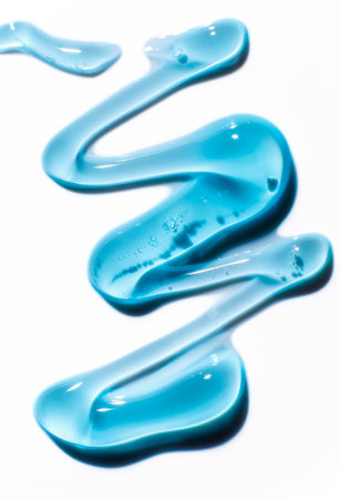 Water blue gel balls. Polymer gel. Silica gel. Balls of blue hydrogel. Crystal liquid ball with...
