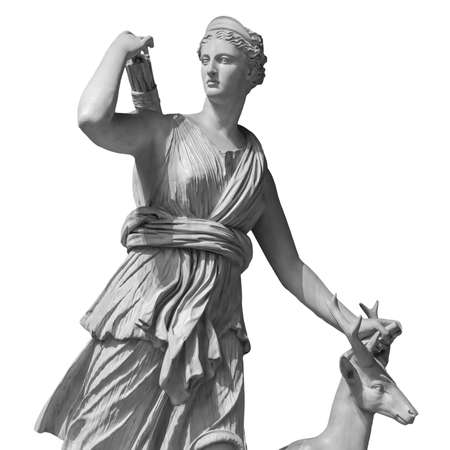 Ancient sculpture Diana Artemis. Goddess of of the moon, wildlife, nature and hunting. Classic white...