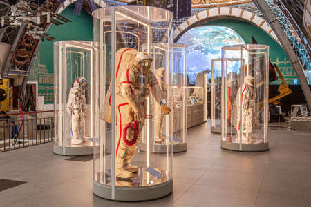 Moscow, Russia - November 28, 2018: Space museum. Inside The Cosmonautics and Aviation Centre in the...