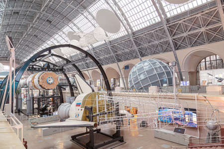 Moscow, Russia - November 28, 2018: Space museum. Inside The Cosmonautics and Aviation Centre in the...