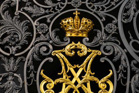 Ornate wrought iron gate of Winter Palace Hermitage in Saint Petersburgの写真素材