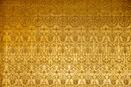 Gold ornamental pattern, wall background texture. Retro art decorationの写真素材