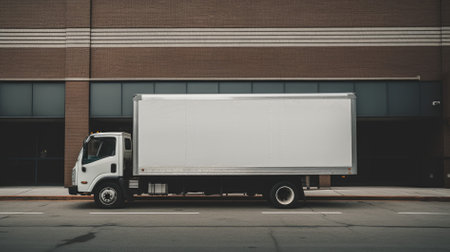 White truck on the street?の素材
