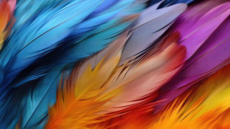 Colorful feathers as a background. Close-up. Texture.の素材