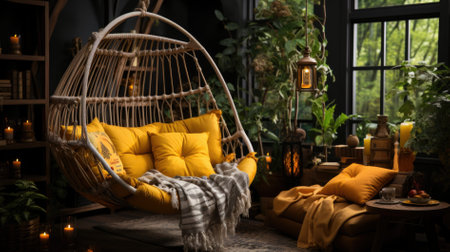 Multifunctional loft apartment with stylish hammock.の素材