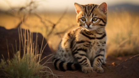 Black-footed cat Felis nigripes is the smallest cat found in Africa.の素材
