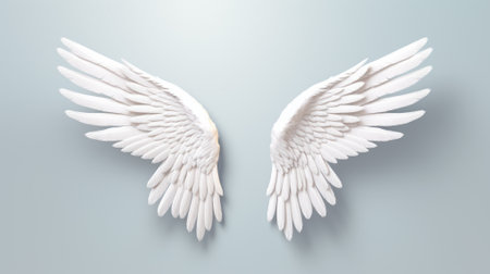 Angel wings on gray background.の素材
