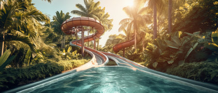 The water slide structure in Paradise Island, The Bahamasの素材